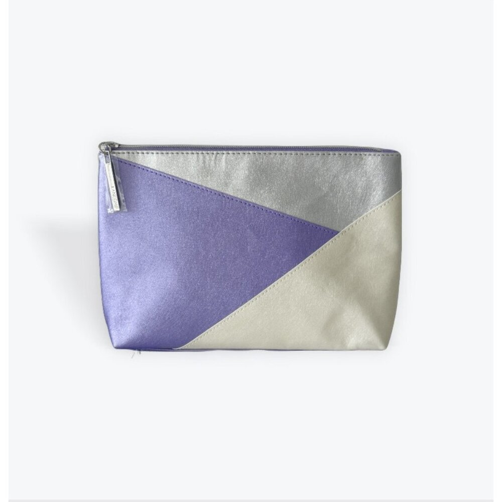 Lancome Purple Silver Gold Makeup Cosmetic Bag/Travel Case NEW